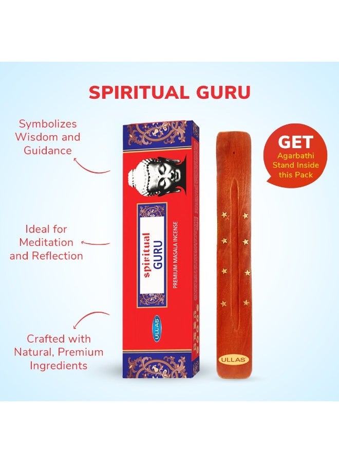 Ullas Spiritual Guru Agarbathi Premium Masala Incense Sticks with Tropical Fragrance (80 Sticks) With Stick Holder - Image 2